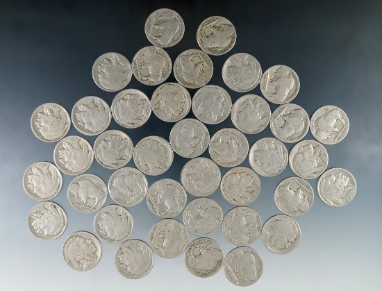 40 Buffalo Nickels 1916-1937 G-F Dates Are Weak on Some