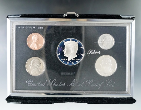 1992 Premier Silver Proof Set in Original Box with COA