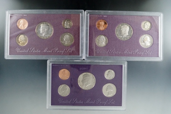 1988, 1989 and 1990 Proof Sets in Original Boxes