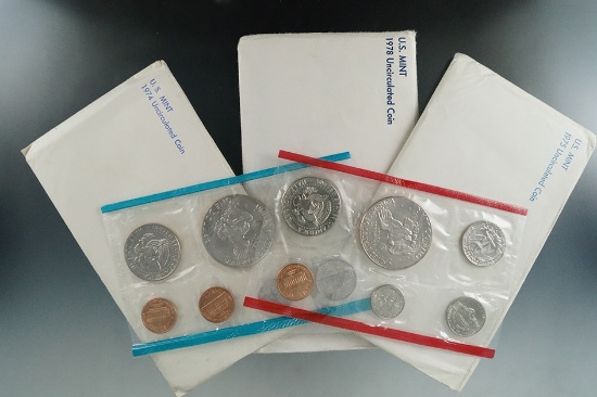 1974, 1975 and 1978 Mint Sets in Original Envelopes