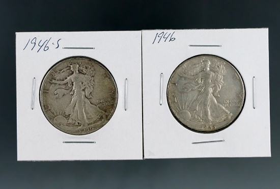 1946 and 1946-S Walking Liberty Silver Half Dollars F-XF