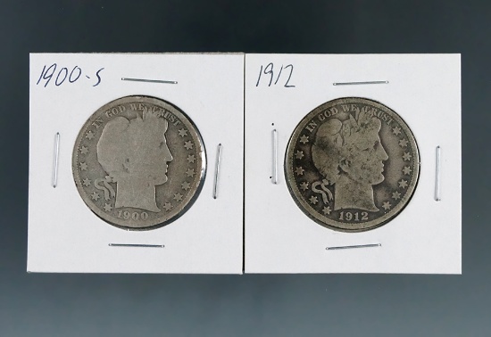 1900-S and 1912 Barber Silver Half Dollars G