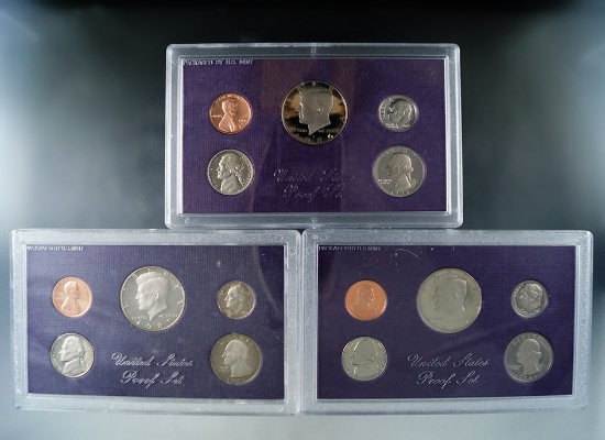1985, 1986 and 1987 Proof Sets in Original Boxes