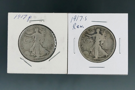 1917 and 1917-S Rev. Walking Liberty Silver Half Dollars G-VG