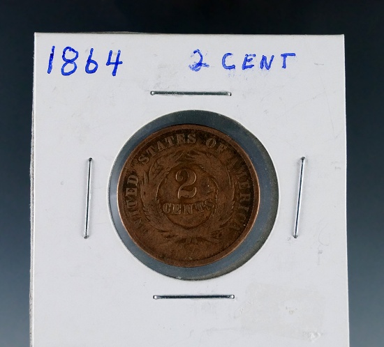 1864 2 Cent Piece AG+ Details Cleaned