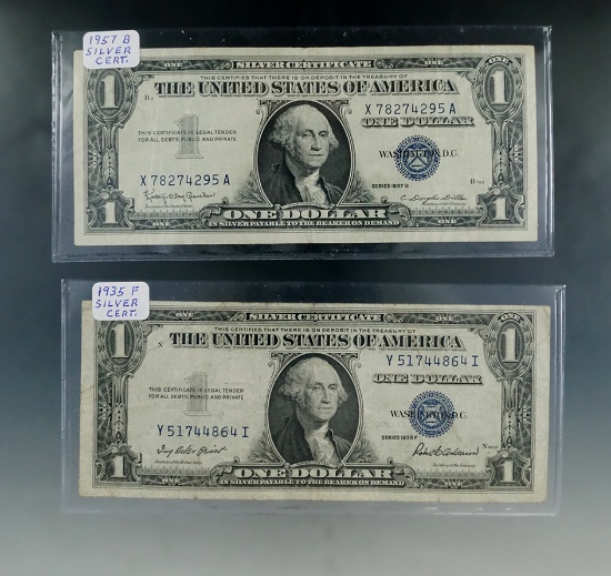 1935 F and 1957 B $1.00 Silver Certificates F-VF