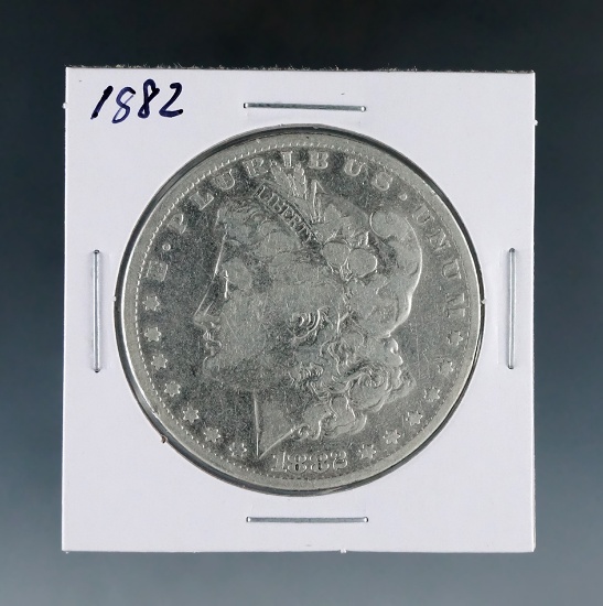 1882 Morgan Silver Dollar F Details Cleaned