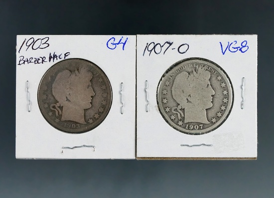 1903 and 1907-O Barber Half Dollars AG-G Details