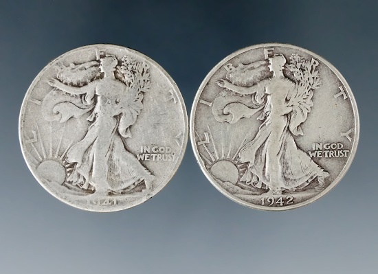 1941-S and 1942 Walking Liberty Silver Half Dollars G-F