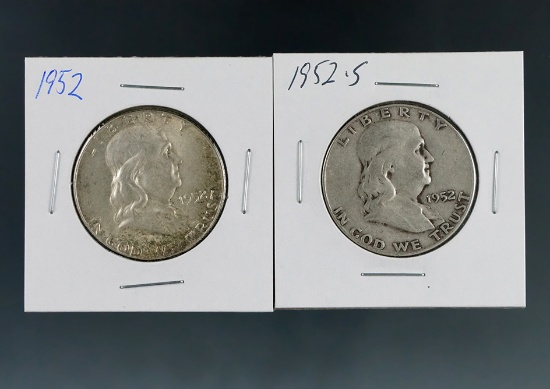 1952 and 1952-S Franklin Silver Half Dollars F-AU