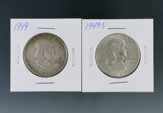 1949 and 1949-S Franklin Silver Half Dollars VF-XF