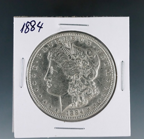 1884 Morgan Silver Dollar AU Details Cleaned