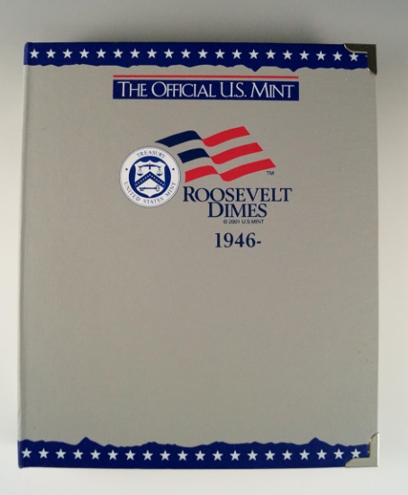 Partial Roosevelt Dime Set 23 Silver and 50 Copper Nickel in H.E. Harris Coin Album G-AU