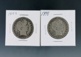 1899 and 1915-S Barber Silver Half Dollars G+