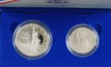 1986 Statue of Liberty Commemorative 2 Piece Proof Set in Original Box with COA