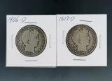 1906-D and 1907-D Barber Silver Half Dollars G