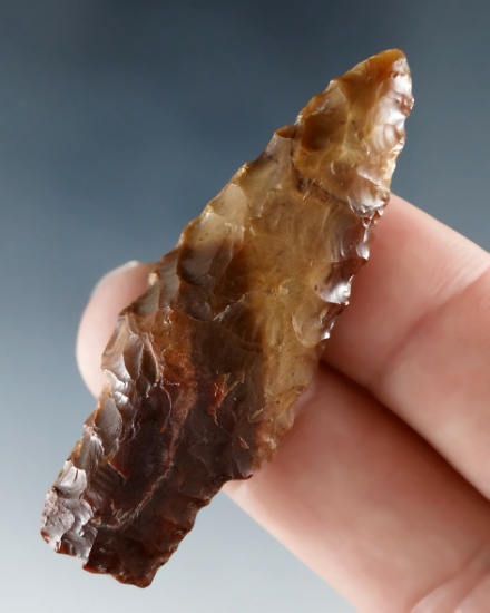 2" Square Stemmed Dart Point made from two-tone Agate, found near the Columbia River.