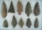Set of 10 flaked Knives found in New Jersey, largest is 4 5/16