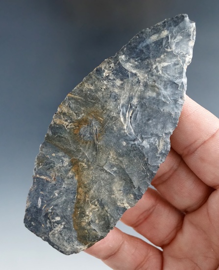 Very thin and nice! 3 5/8" nicely patinated Coshocton Flint Paleo Lanceolate  found in Ohio.