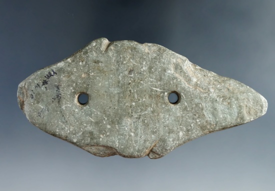 4 3/16" Stylized Elliptical Gorget - Steatite, found in Hancock Co., Tennessee. Bennett COA.