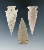 Ex. Museum! Set of three Ensor points with excellent flaking and style found in Texas.