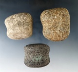 Set of three Hardstone Hammerstones found in Ohio. Largest is 2 3/8