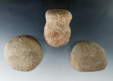 Set of three Hardstone Hammerstones found in Ohio, largest is 2 1/4