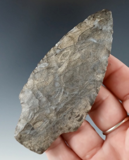 3 5/8" Adena made from attractive Onondaga Flint found near Randolph, Cattaraugus County NY.