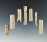 Set of seven Bone Tube Beads found in New York, largest is 2 1/2