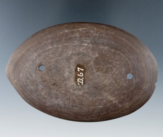 4 1/8" Glacial Kame Oval Gorget - Madison Twp., Hancock Co., Ohio. Pictured in Who’s Who #2, and #9.