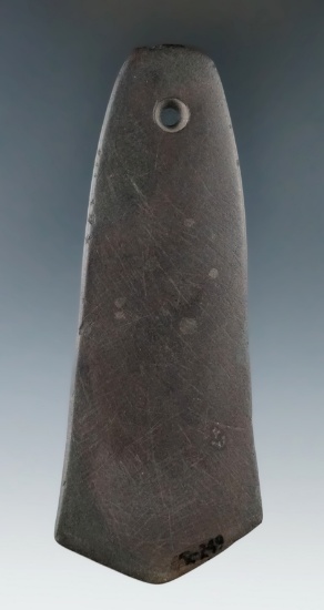 4 1/4" Hopewell Pentagonal Pendant made from red Slate, found in Hancock Co., Ohio.