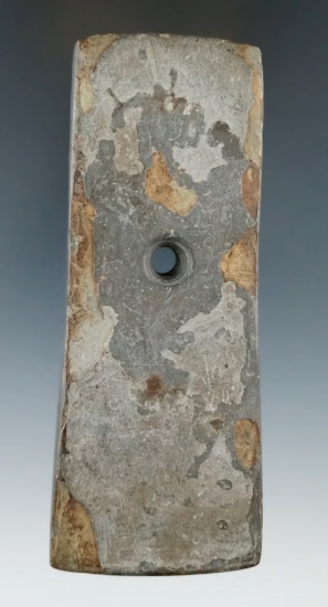 4 13/16" Adena Trapezoidal Pendant made from exfoliated Slate, found in Seneca Co., Ohio. Ex. Payne.
