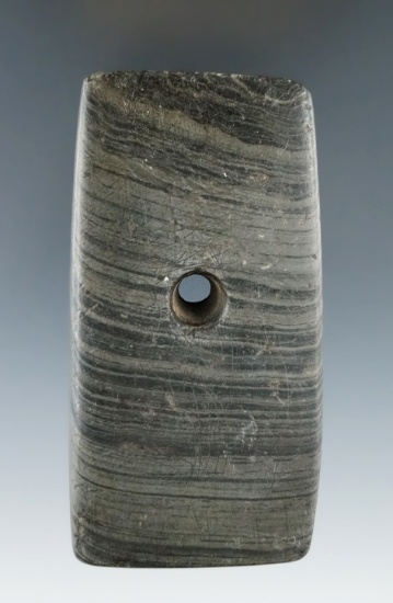 3 11/16" Adena Rectangular Pendant that is engraved found in Northern Ohio near Michigan.