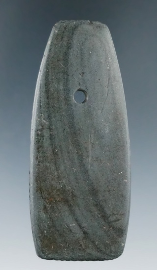 3 1/8" Tallied Hopewell Trapezoidal Pendant found by Albert Sanches in or near Definace Co., Ohio.