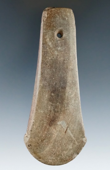 4 3/16" Adena Anchor Pendant made from tan and brown Slate, found in Kentucky. Ex. Tom Davis. COA