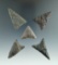 Set of five well styled triangular arrowheads found near Winney Island, New York. Largest is 1 7/8