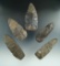 Set of five Flint blades found in New York, largest is 4 5/16