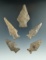 Set of five Ashtabula points found in New York, largest is 2 7/16