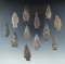 Nice group of 12 assorted New York arrowheads, largest is 2