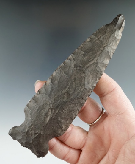 5 3/16" Expanding Stem Knife made from Esopus chert found in New York.