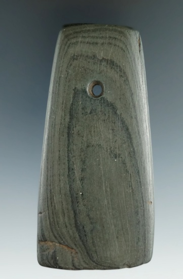 3 9/16" green banded slate Pendant found in New York.