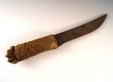 Unique circa 1800s Knife!  Steel Knife with a  handle wrapped with the foot of a snapping turtle.