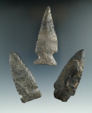 Set of three Flint knives found in New York, largest is 3