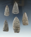 Cache of five Meadowood Blades found together near Jamestown, Chautauqua County New York.