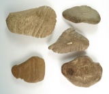 Group of five assorted abrading stones found in New York, largest is 4 3/8