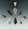 Group of 9 Columbia River Gempoints found in Franklin Co., Washington. Largest is 1 1/4