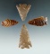 Group of 4 Assorted Arrowheads found near the Columbia River, largest is 2 1/16