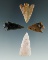 Group of 4 Columbia River Arrowheads, largest is 1 1/4
