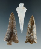 Set of 3 Columbia River Arrowheads found in Franklin Co., Washington. Largest is 1 11/16