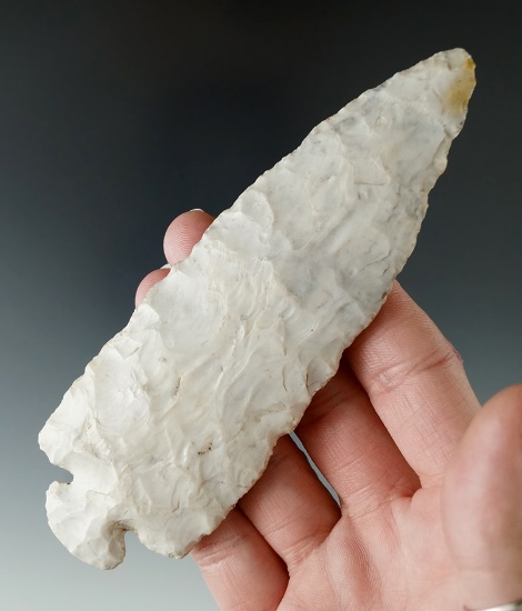 5 1/2" Flint Ridge Flint Dovetail found in Pickaway Co., Ohio. Very heavily patinated artifact.